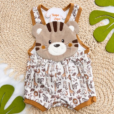 Banho de Sol Bordado - Tigre Baby - Ferrugem